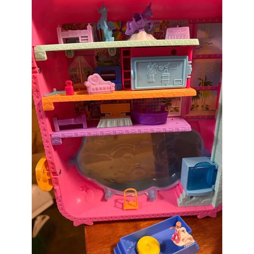 Polly Pocket Rainbow Funland Theme Park Backpack Playset Unicorn Carnival Toy